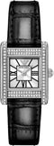Emporio Armani Classic Crystals Silver Dial Black Leather Strap Watch for Women - AR11660 Authentic Buy Shop Now