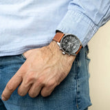 Hugo Boss Skytraveller Chronograph Black Dial Blue Leather Strap Watch for Men - 1514161 Authentic Buy Shop Now