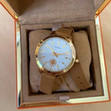 Tory Burch Collins Quartz White Dial Brown Leather Strap Watch for Women - TBW1304 Authentic Buy Shop Now