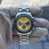 Seiko Prospex Speedtimer Solar Chronograph Yellow Dial Silver Steel Strap Watch for Men - SSC929 Authentic Buy Shop Now