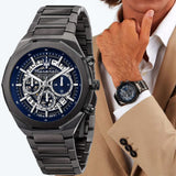 Maserati Stile Skeleton Chronograph Blue Dial Grey Steel Strap Watch for Men - R8873642012 Authentic Buy Shop Now