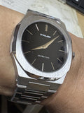 D1 Milano Ultra Thin Matte Black Dial Silver Steel Strap Watch for Men - D1-UTBJ40 Authentic Buy Shop Now