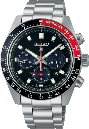 Seiko Prospex Speedtimer Solar Chronograph Black Dial Silver Steel Strap Watch for Men - SSC915 Authentic Buy Shop Now