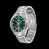 Hugo Boss Troper Automatic Chronograph Green Dial Silver Steel Strap Watch for Men - 1514200