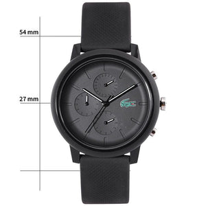 Lacoste 12.12 Chronograph Black Dial Black Silicon Strap Watch for Men - 2011243 Authentic Buy Shop Now