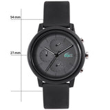 Lacoste 12.12 Chronograph Black Dial Black Silicon Strap Watch for Men - 2011243 Authentic Buy Shop Now