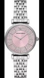 Emporio Armani Gianni T-Bar Pink Dial Silver Steel Strap Watch for Women - AR11686 Authentic Buy Shop Now