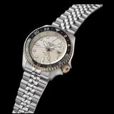 Seiko 5 GMT Sport Asia Exclusive Limited Edition Off White Dial Silver Steel Strap Watch for Men - SSK046K1