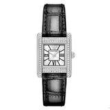 Emporio Armani Classic Crystals Silver Dial Black Leather Strap Watch for Women - AR11660 Authentic Buy Shop Now