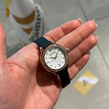 Emporio Armani Mia Mother of Pearl Dial Black Leather Strap Watch for Women - AR11598 Authentic Buy Shop Now