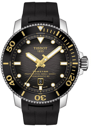 Tissot Seastar 2000 Professional Powermatic 80 Black Dial Black Rubber Strap Watch for Men - T120.607.17.441.01 Authentic Buy Shop Now