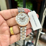 Emporio Armani Gianni T Bar Silver Dial Two Tone Steel Strap Watch for Women - AR11537 Authentic Buy Shop Now