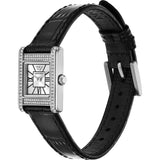 Emporio Armani Classic Crystals Silver Dial Black Leather Strap Watch for Women - AR11660 Authentic Buy Shop Now