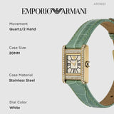 Emporio Armani Classic White Dial Green Leather Strap Watch for Women - AR11661 Authentic Buy Shop Now