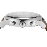 Emporio Armani Luigi Chronograph Silver Dial Brown Leather Strap Watch for Men - AR1846 Authentic Buy Shop Now