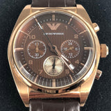 Emporio Armani Classic Chronograph Brown Dial Brown Leather Strap Watch for Men - AR0371 Authentic Buy Shop Now