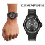 Emporio Armani World Explorer Black Dial Black Steel Strap Watch for Men - AR11398 Authentic Buy Shop Now