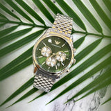 Emporio Armani Antonio Chronograph Green Dial Silver Steel Strap Watch for Men - AR11581 Authentic Buy Shop Now