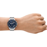Emporio Armani World Explorer Chronograph Blue Dial Silver Steel Strap Watch for Men - AR11681 Authentic Buy Shop Now