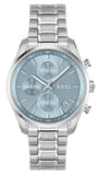 Hugo Boss Grand Tour Chronograph Ice Blue Dial Silver Steel Strap Watch for Women - 1502767 Authentic Buy Shop Now