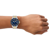 Emporio Armani World Explorer Blue Dial Two Tone Steel Strap Watch for Men - AR11682 Authentic Buy Shop Now