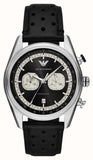 Emporio Armani Racer Chronograph Black Dial Black Leather Strap Watch for Men - AR11635 Authentic Buy Shop Now