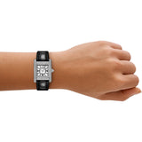 Emporio Armani Classic Crystals Silver Dial Black Leather Strap Watch for Women - AR11660 Authentic Buy Shop Now