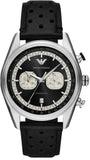 Emporio Armani Racer Chronograph Black Dial Black Leather Strap Watch for Men - AR11635 Authentic Buy Shop Now