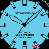 Emporio Armani Sea Explorer Turquoise Blue Dial Black Steel Strap Watch for Men - AR60084 Authentic Buy Shop Now