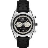 Emporio Armani Racer Chronograph Black Dial Black Leather Strap Watch for Men - AR11635 Authentic Buy Shop Now