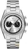 Emporio Armani Racer Chronograph Silver Dial Silver Steel Strap Watch for Men - AR11636 Authentic Buy Shop Now