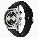 Emporio Armani Racer Chronograph Black Dial Black Leather Strap Watch for Men - AR11635 Authentic Buy Shop Now
