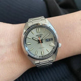 Seiko 5 Sports SNXS Series Automatic Beige Dial Silver Steel Strap Watch for Men - SRPK91K1 Authentic Buy Shop Now