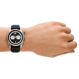 Emporio Armani Racer Chronograph Black Dial Black Leather Strap Watch for Men - AR11635 Authentic Buy Shop Now