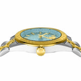 Versace V-Code Analog Turquoise Dial Two Tone Steel Strap Watch for Women - VE8I00524 Authentic Buy Shop Now