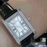 Emporio Armani Two Hand Crystals Silver Dial Black Leather Strap Watch for Women - AR11623 Authentic Buy Shop Now