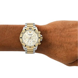 Emporio Armani World Explorer Chronograph Cream Dial Two Tone Steel Strap Watch for Men - AR11606 Authentic Buy Shop Now