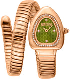 Just Cavalli Signature Snake Green Dial Rose Gold Steel Strap Watch for Women - JC1L249M0045 Authentic Buy Shop Now