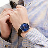 Lacoste Moon Multifunction Blue Dial Brown Leather Strap Watch for Men - 2010976 Authentic Buy Shop Now