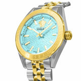 Versace V-Code Analog Turquoise Dial Two Tone Steel Strap Watch for Women - VE8I00524 Authentic Buy Shop Now