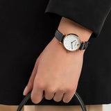 Emporio Armani Gianni T-Bar White Dial Black Leather Strap Watch for Women - AR11270 Authentic Buy Shop Now