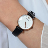 Emporio Armani Gianni T-Bar White Dial Black Leather Strap Watch for Women - AR11270 Authentic Buy Shop Now