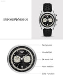 Emporio Armani Racer Chronograph Black Dial Black Leather Strap Watch for Men - AR11635 Authentic Buy Shop Now