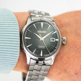 Seiko Presage Cocktail Time Automatic Black Dial Silver Steel Strap Watch for Men - SRPE17J1