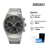 Seiko Conceptual Chronograph Grey Dial Silver Steel Strap Watch for Men - SSB455P1