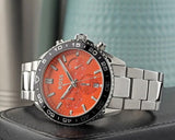 Hugo Boss Runner Chronograph Orange Dial Silver Steel Strap Watch for Men - 1514162 Authentic Buy Shop Now
