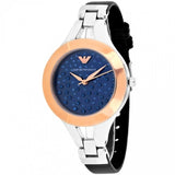 Emporio Armani Chiara Two Tone Dial Black Leahter Strap Watch for Women - AR7436 Authentic Buy Shop Now