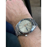 Seiko 5 Sports SNXS Series Automatic Beige Dial Silver Steel Strap Watch for Men - SRPK91K1 Authentic Buy Shop Now