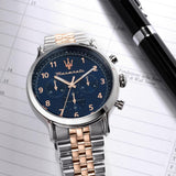 Maserati Epoca Limited Edition Chronograph Blue Dial Two Tone Steel Strap Watch for Men - R8873618021 Authentic Buy Shop Now
