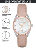 Emporio Armani Tazio Mother of Pearl Dial Pink Leather Strap Watch for Women - AR6133 Authentic Buy Shop Now